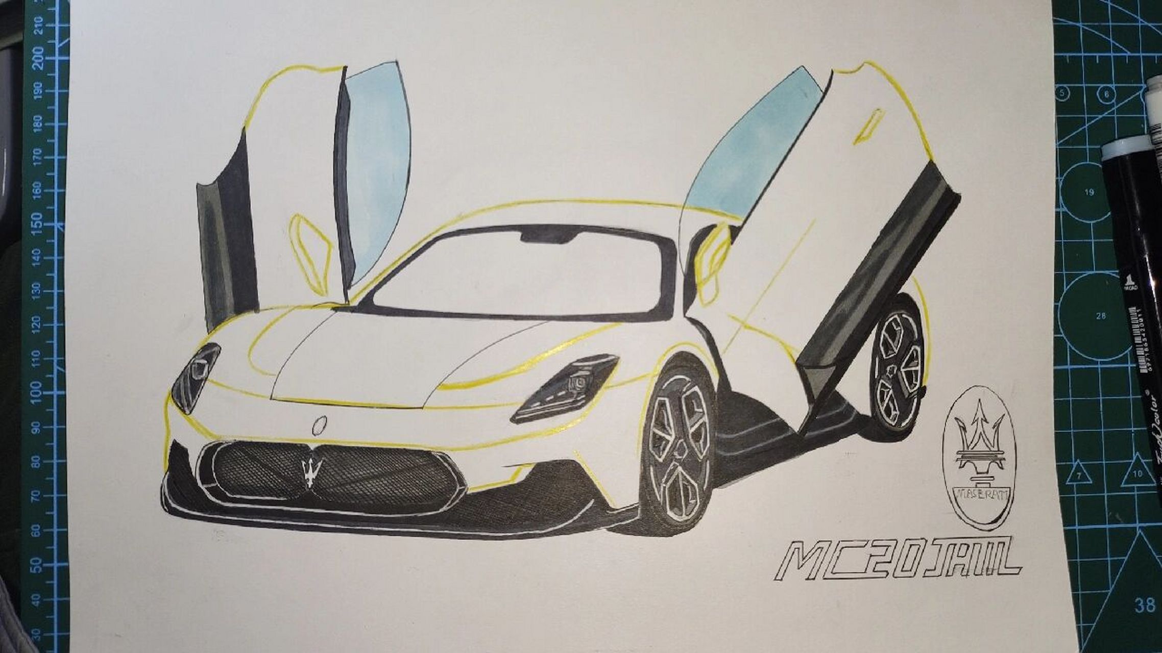 手绘玛莎拉蒂mc20 3.0t v6 双涡轮增压 maserati mc20 67海神之戟