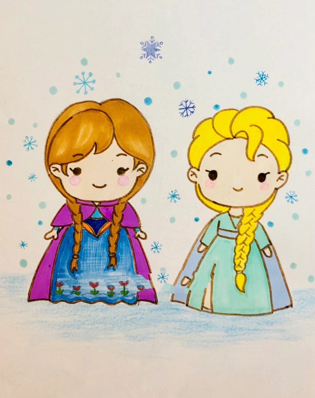 简笔画安娜与艾莎 六岁女孩的公主梦 简单版的艾莎和安娜公主