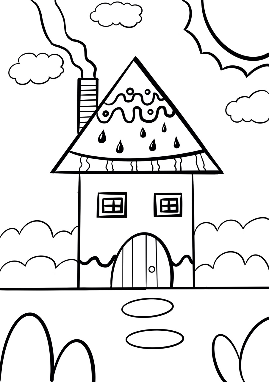 房子 简笔画 儿童创意 带线稿 西瓜房子