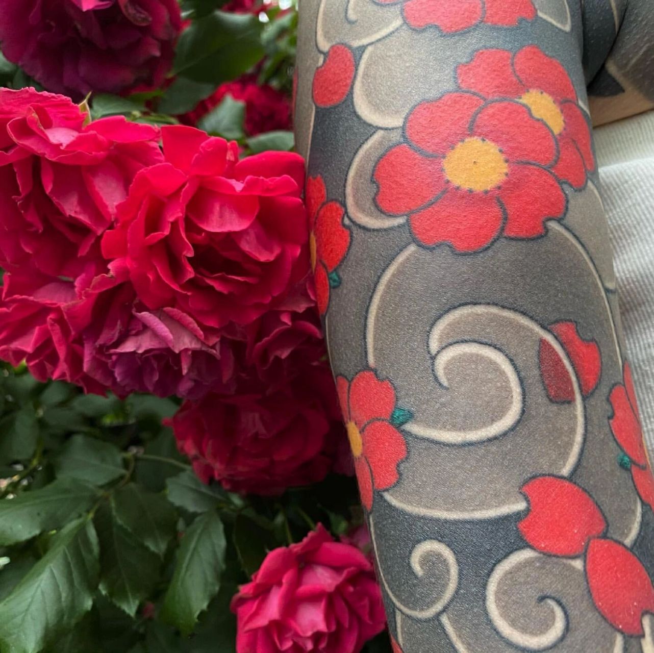 老传统纹身 樱花臂