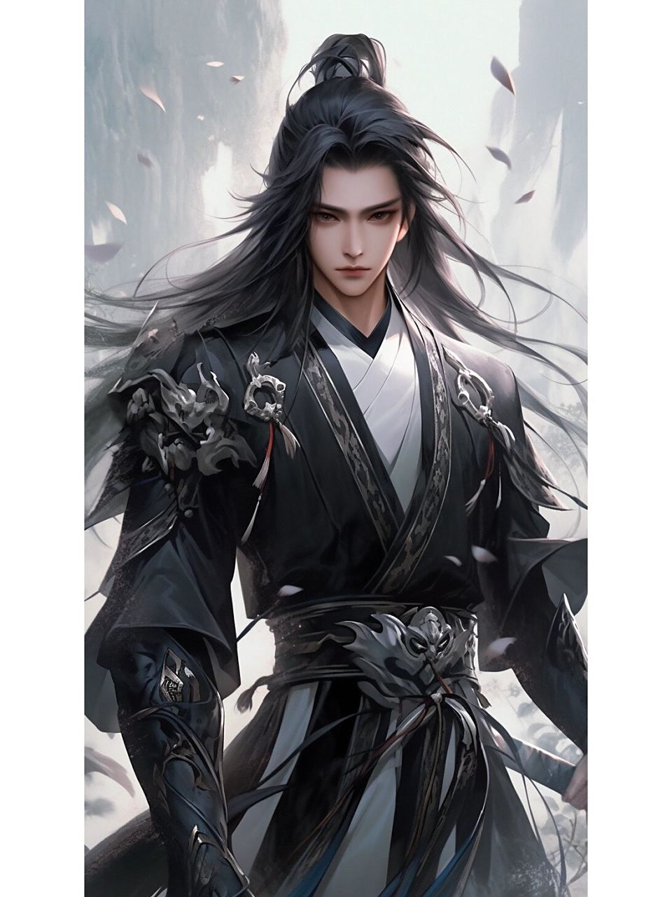 midjourney|水墨诸葛亮『鹤羽星尊』头像壁纸 鹤羽星尊男神 #诸葛亮鹤