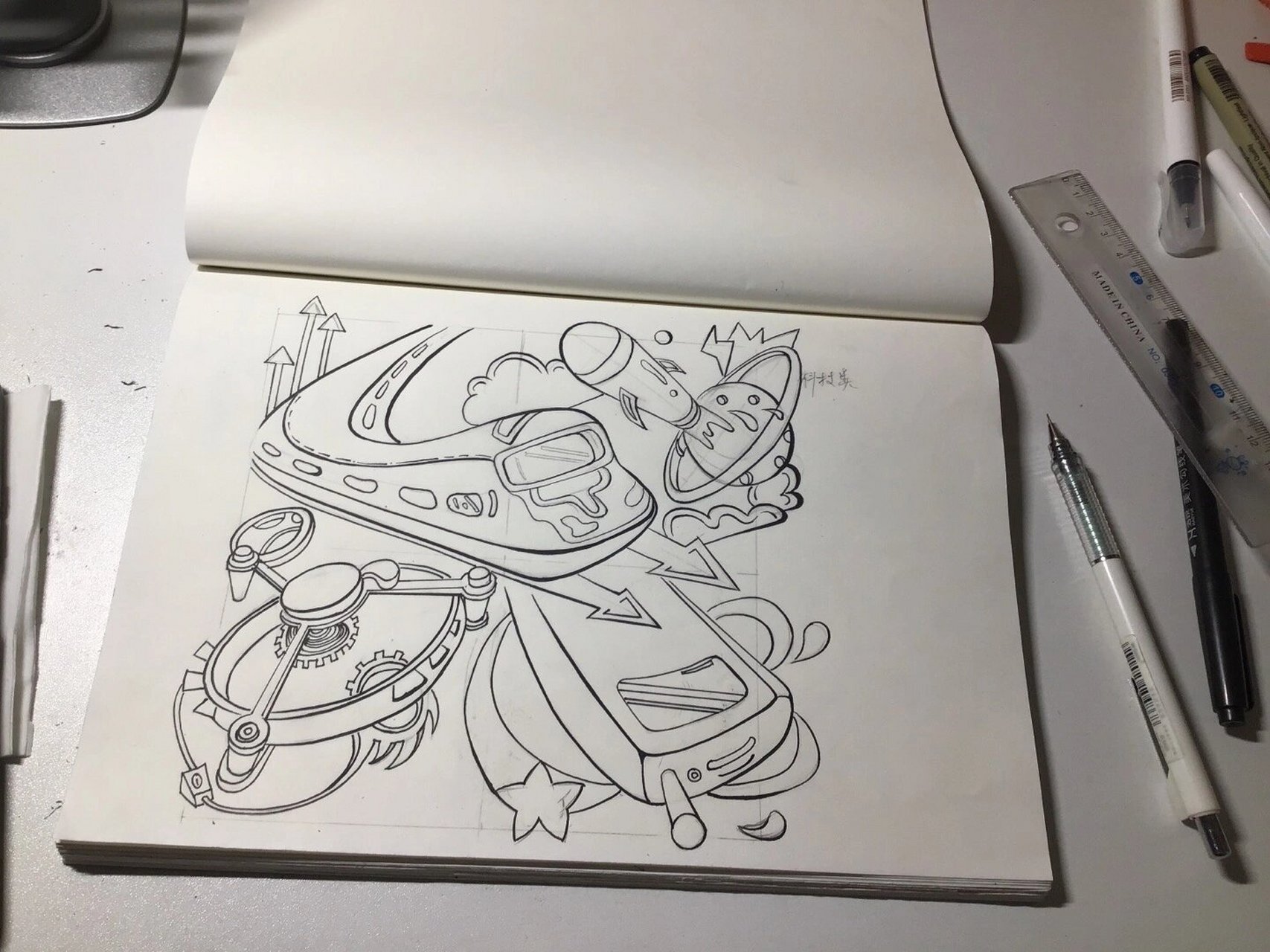 科技类黑白装饰画