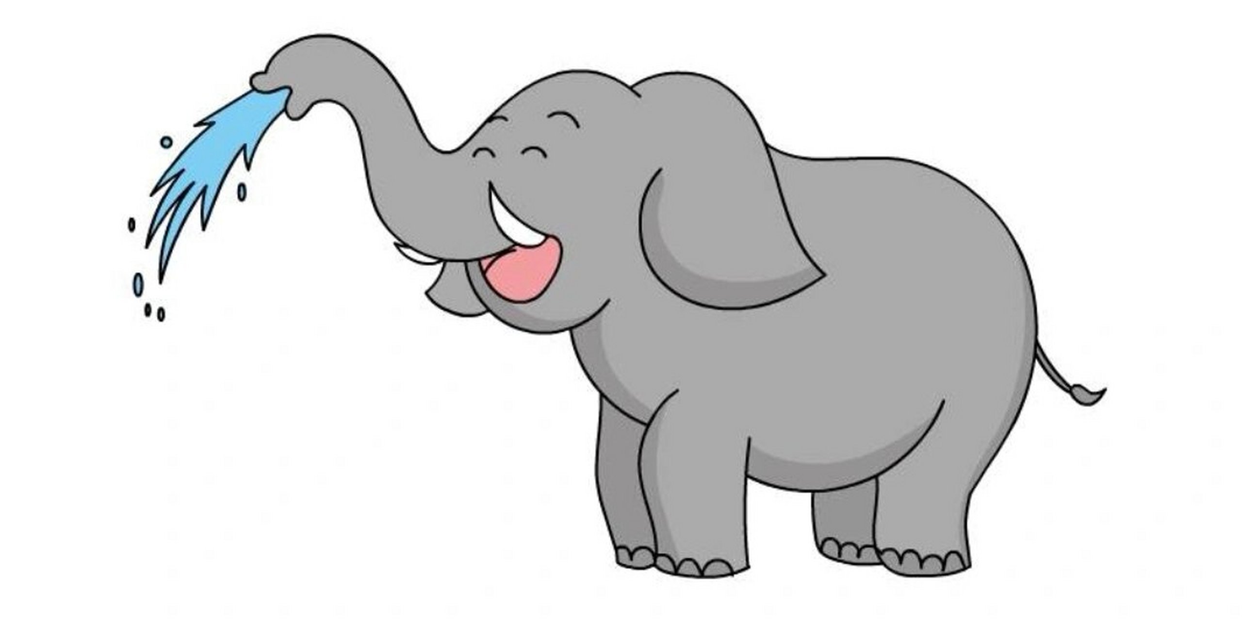 会喷水的大象简笔画 长长鼻子像水管93 吸水喷水超简单97 大象