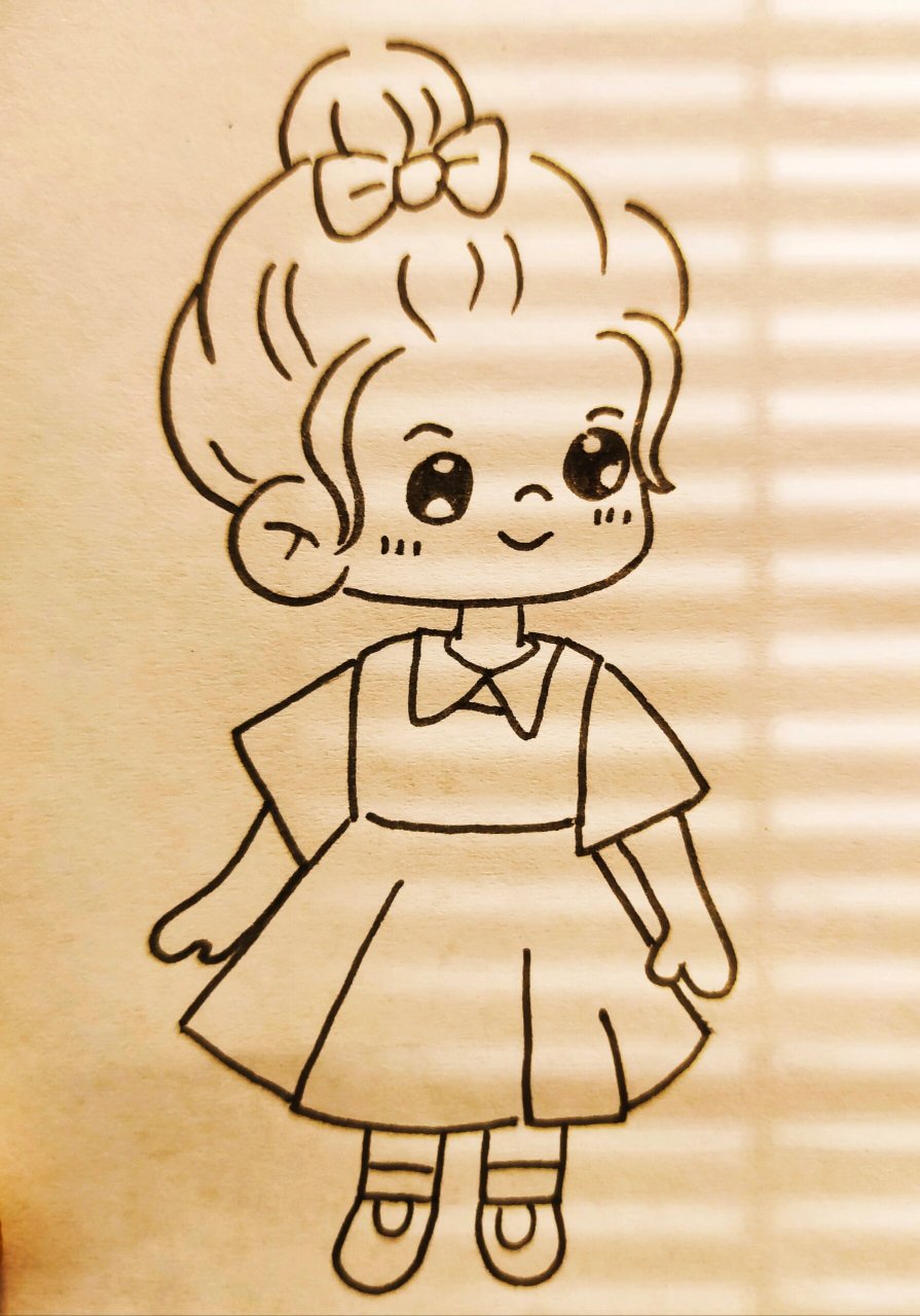 简笔画教学/丸子头小女孩91 #可爱简笔画# #简笔画# #零基础学画画