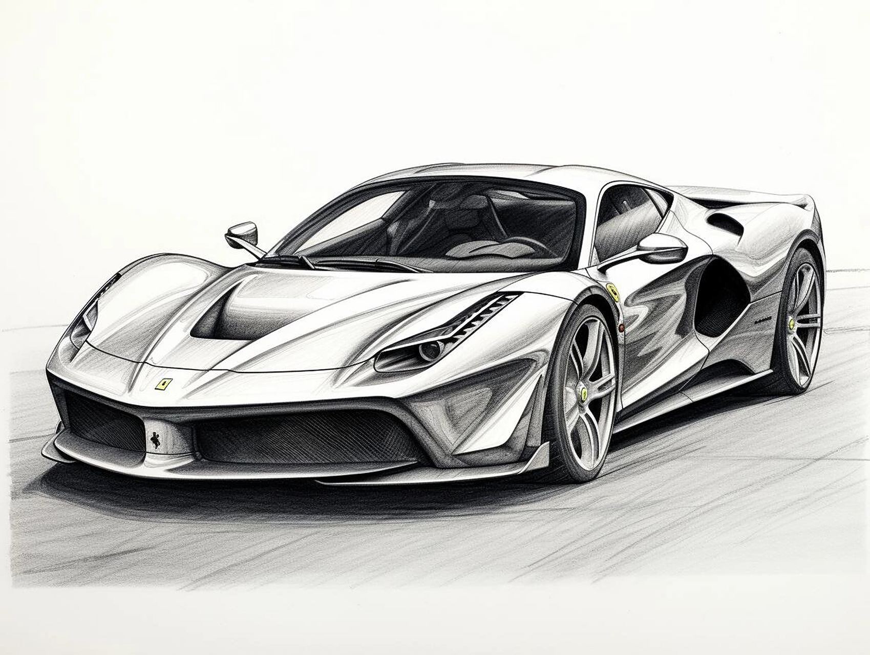 素描法拉利跑车