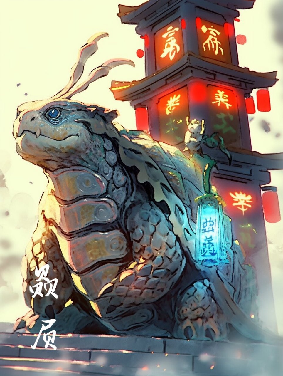 aigc|龙生九子之赑屃|神兽系列 赑屃,又名龟趺,霸下,填下,龙龟,龙生