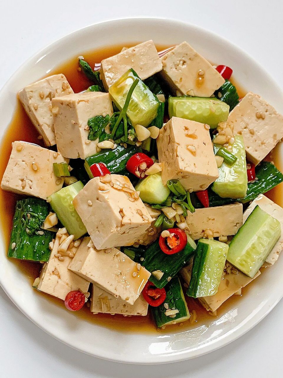 黄瓜凉拌豆腐|100道减脂餐55|掉秤凉拌菜 最近温度热的冒汗,来上一份