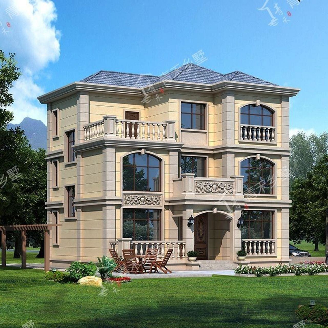 10x9米占地90平方三层欧式小户型别墅推荐, 农村计划建房,宅基地面积