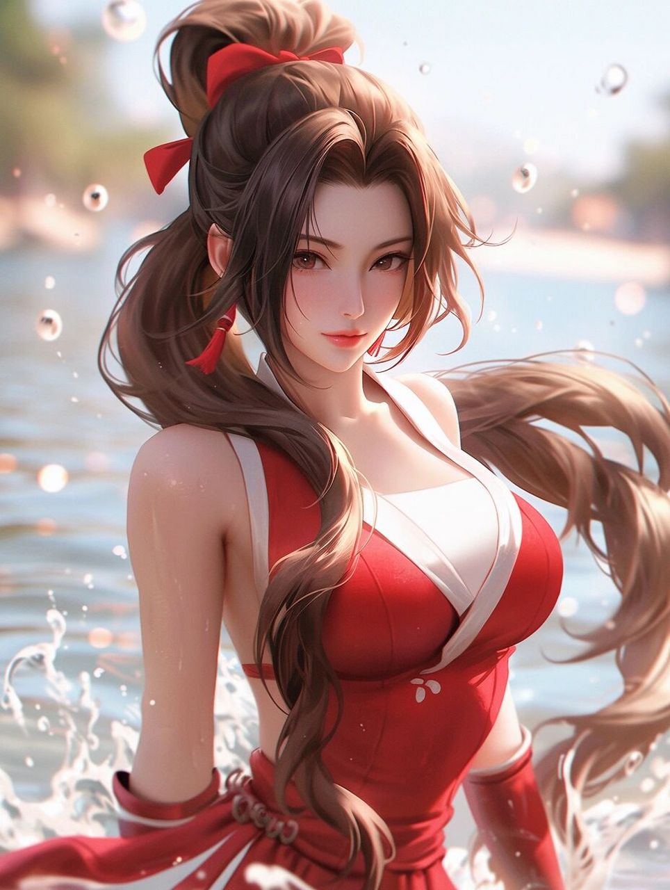 每日壁纸|不知火舞93夏泳23|周一快乐7815 在泳池的清晨, 阳光