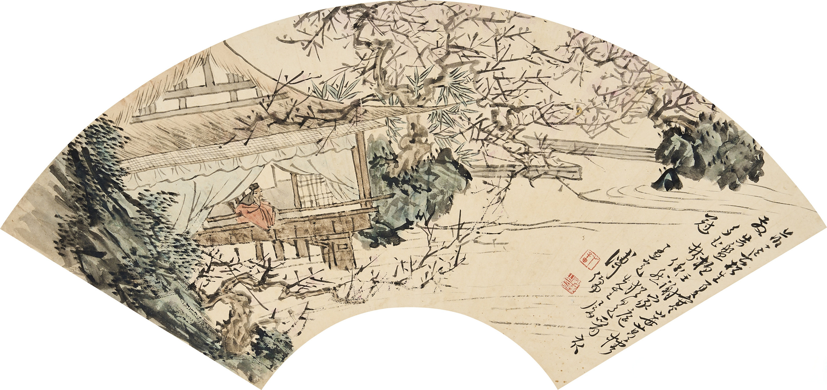 溥儒山水画扇面