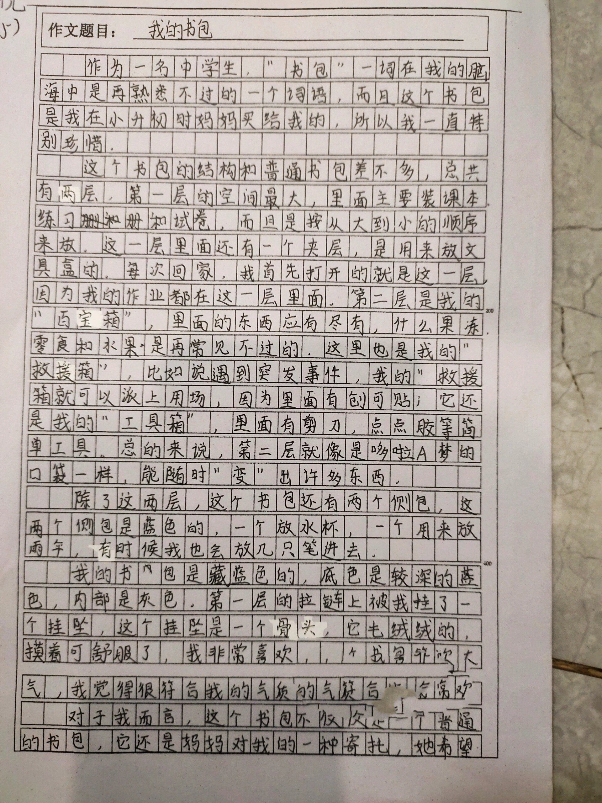 七年级上册第5单元以书包为话题的作文 我的书包作文