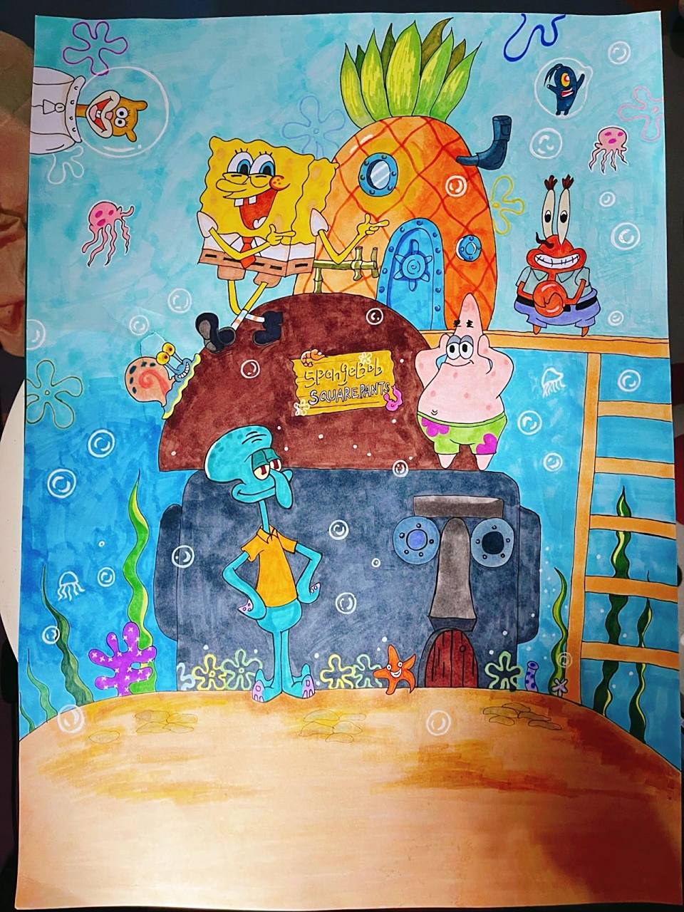 4k纸 海绵宝宝终于打卡完成73 画画业余爱好者 画画真的是培养人