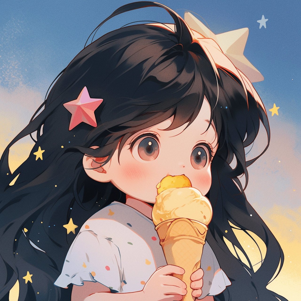 可爱头像‖夏日冰淇淋 今天是吃着冰淇淋的可爱女孩!