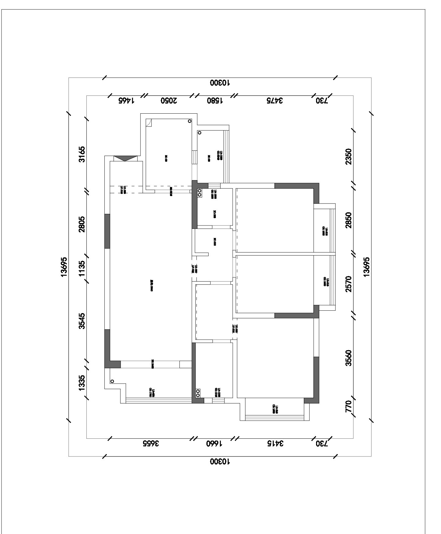 三室两厅原始户型图图片