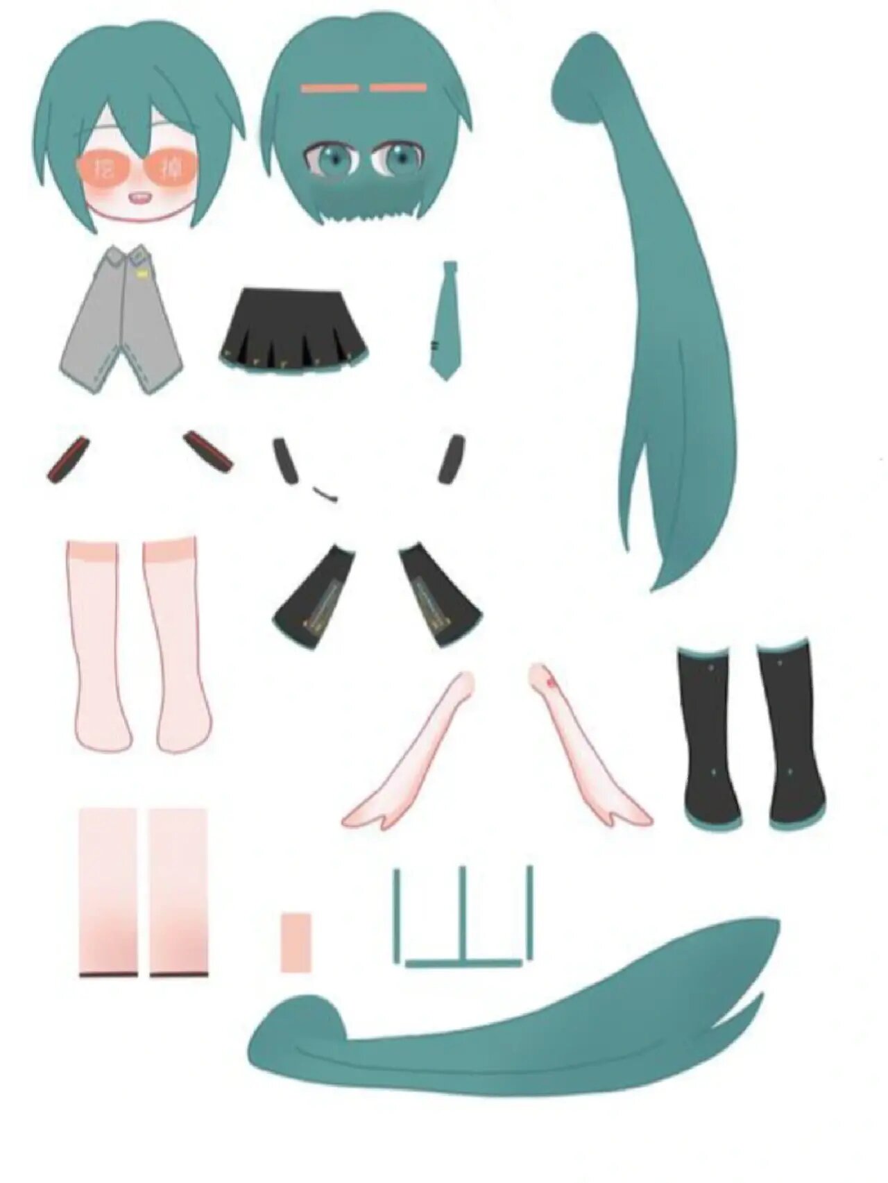 初音未来可动纸片人模板