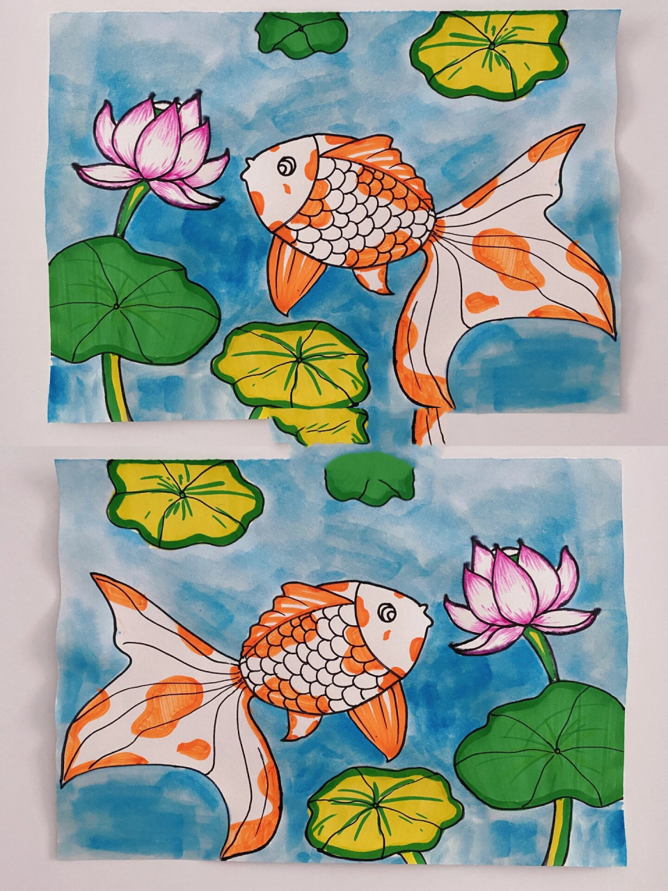 创意绘画《荷花61金鱼》步骤|线稿|太好看了吧 荷花鱼金鱼的故事