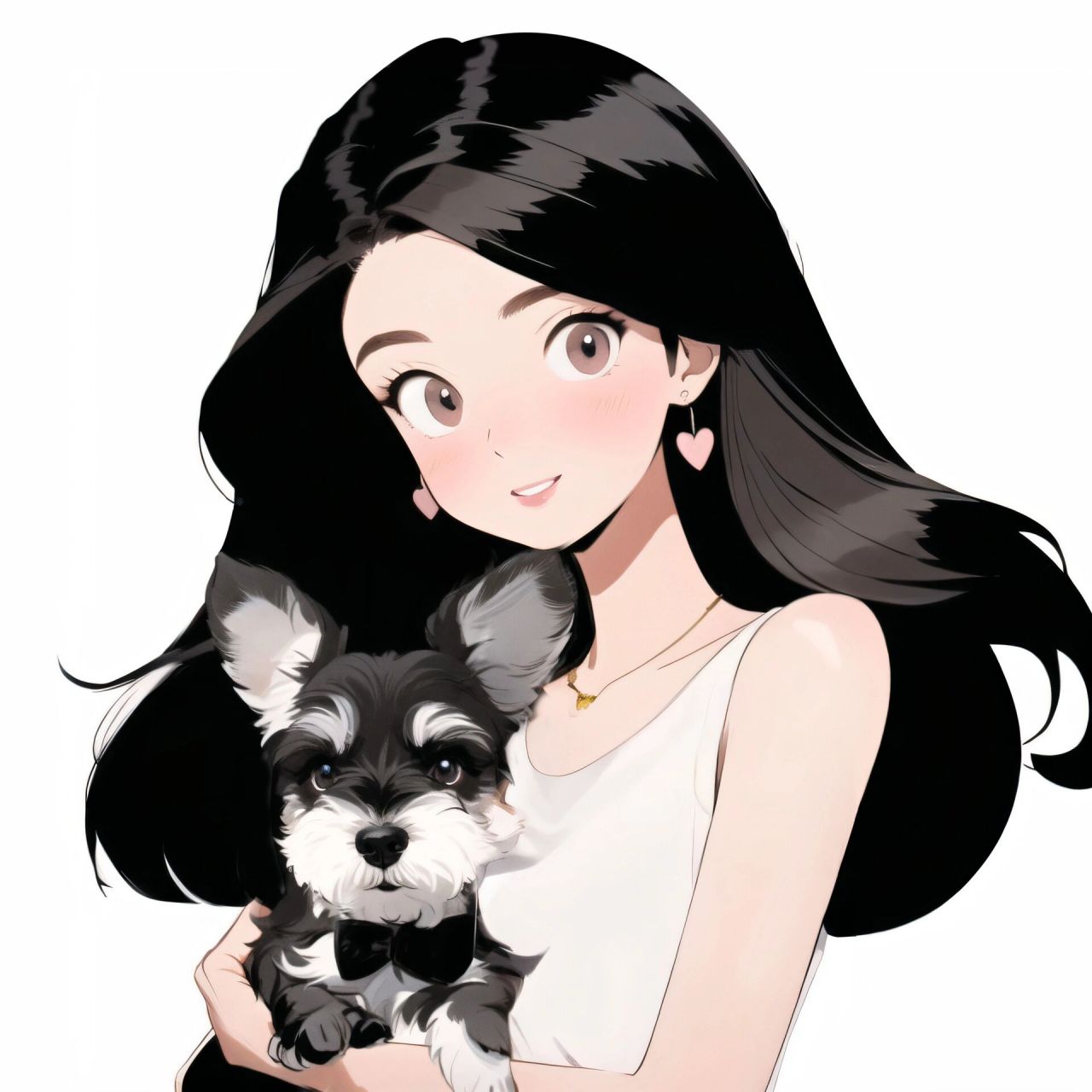 宠物头像|甜美小姐姐抱着爱犬雪纳瑞 旧漫头像雪纳瑞,有多少雪纳瑞