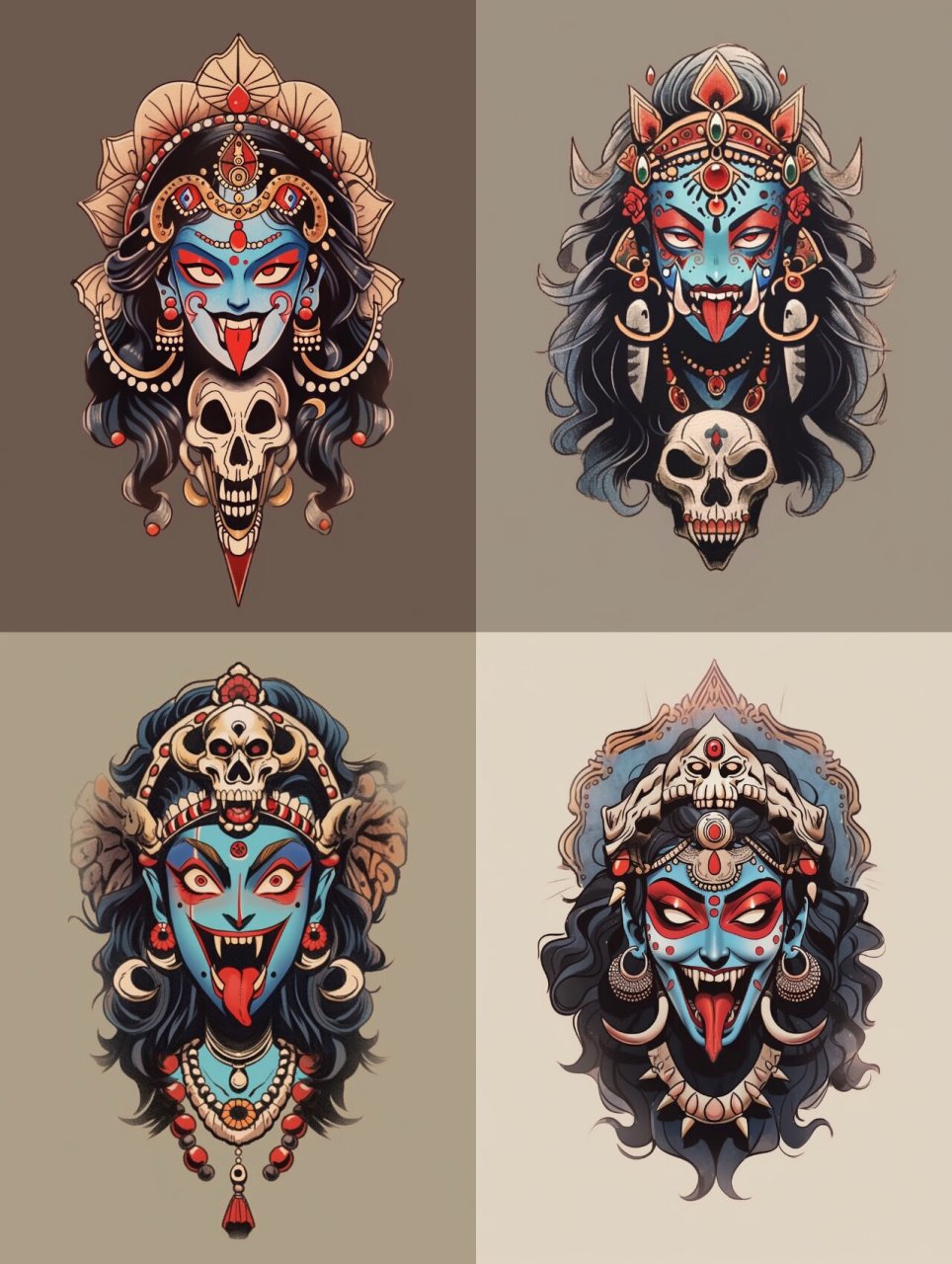 ai生成迦梨女神纹身手稿,收藏给个小红星.