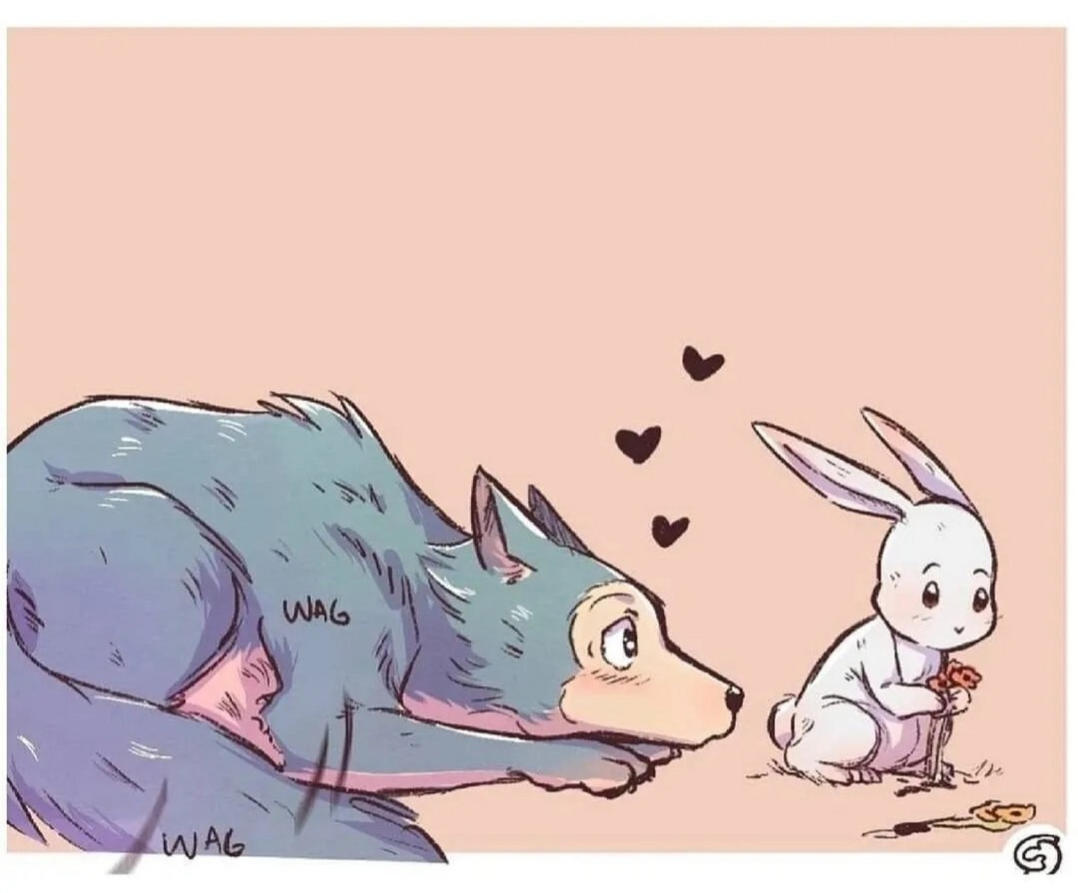 大灰狼和小白兔 好有爱的治愈小漫画.