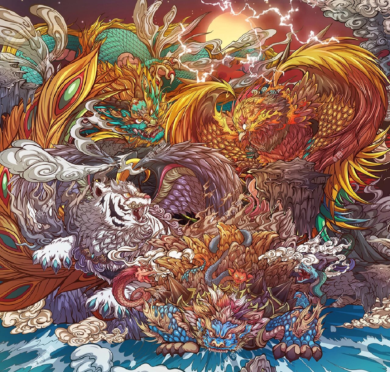 【国潮插画】四大神兽系列