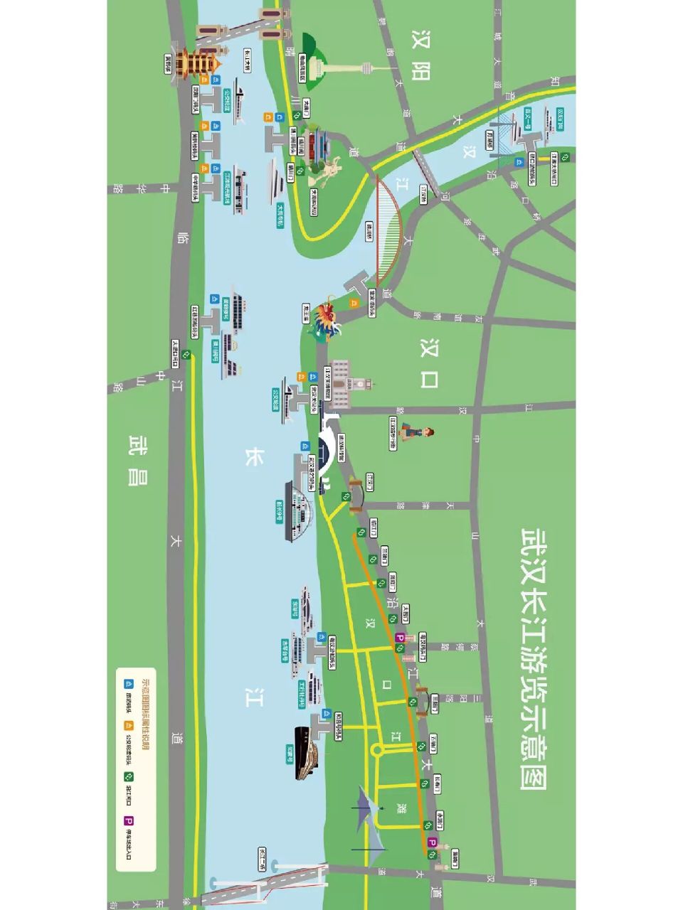 武汉轮渡路线及线路图图片
