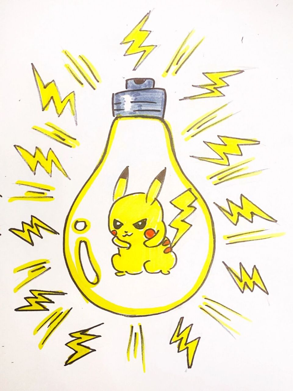 马克笔# #卡通画# #儿童画# #创意画# #灯泡主题画##灯泡儿童画