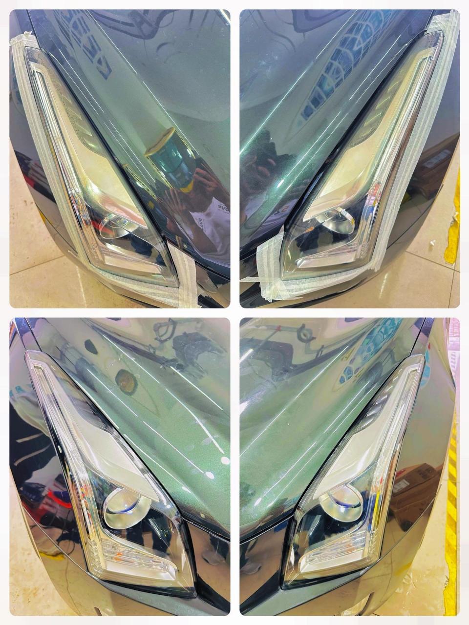凯迪拉克atsl原车灯老化发黄,精品修复翻新前后对比效果.