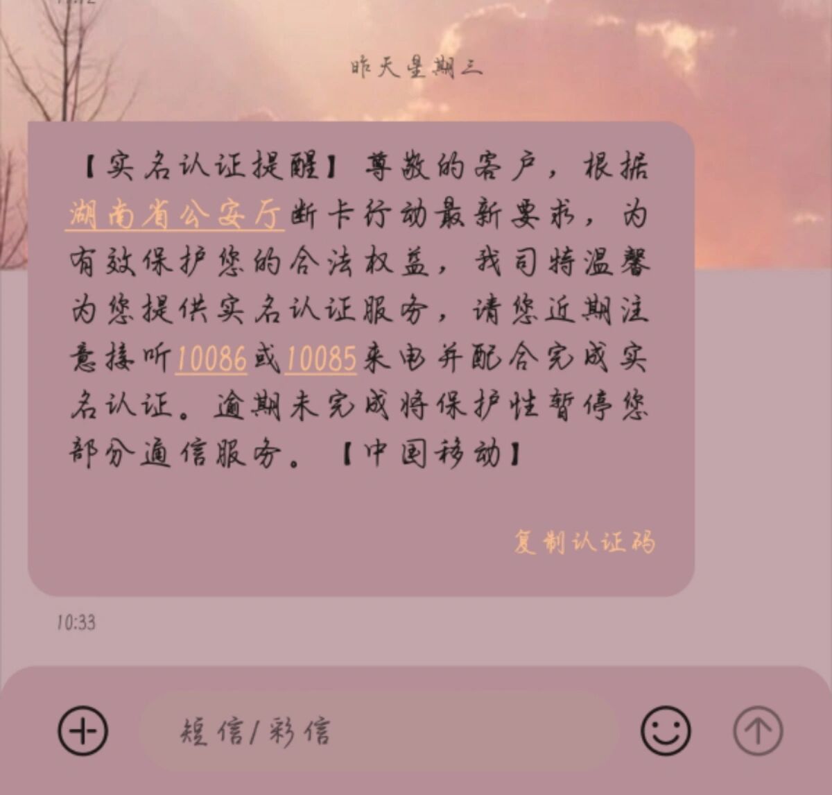 10085短信能回吗 10085短信能回吗