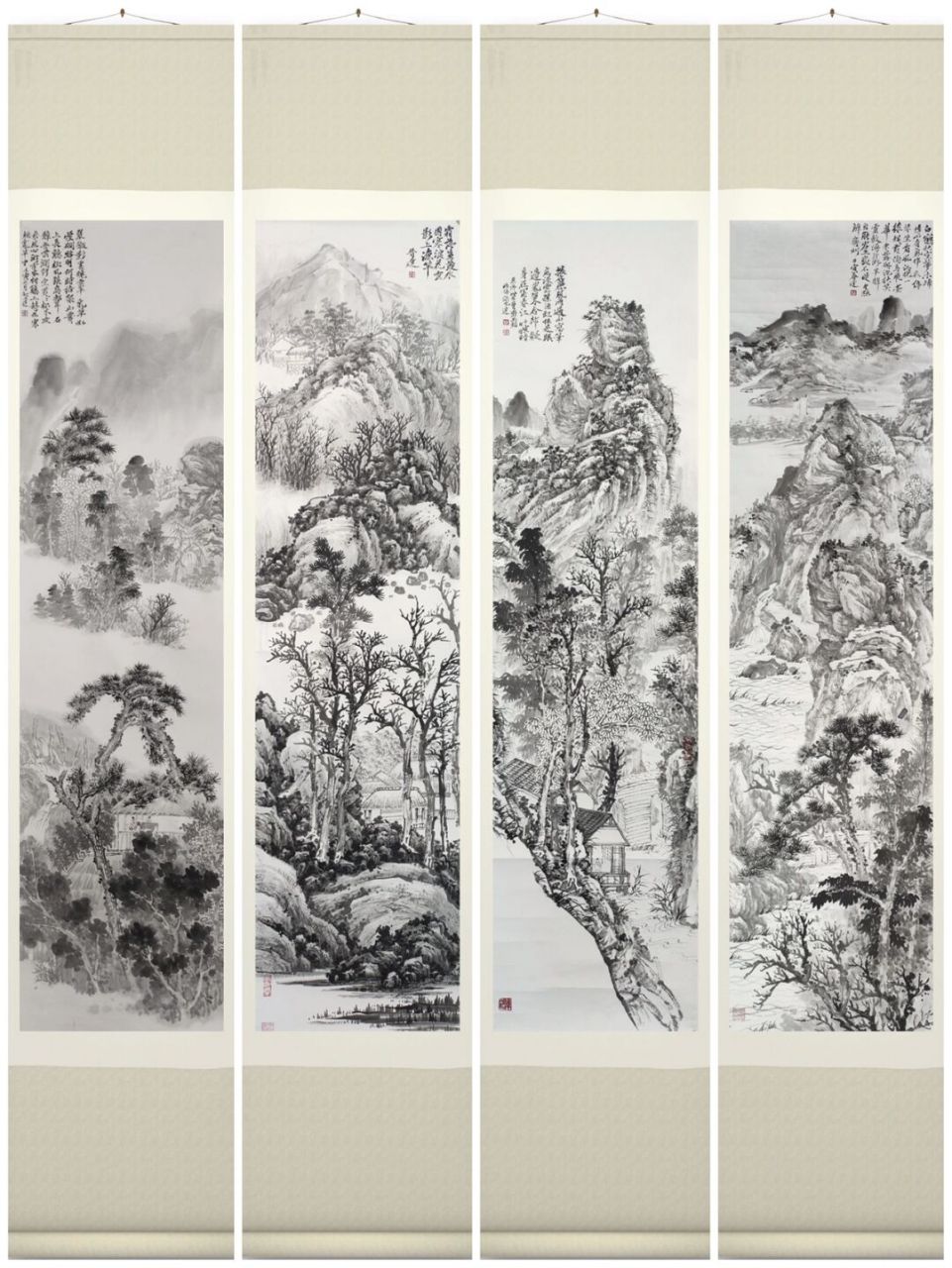 山水画 四尺条屏 中国画条屏        画画