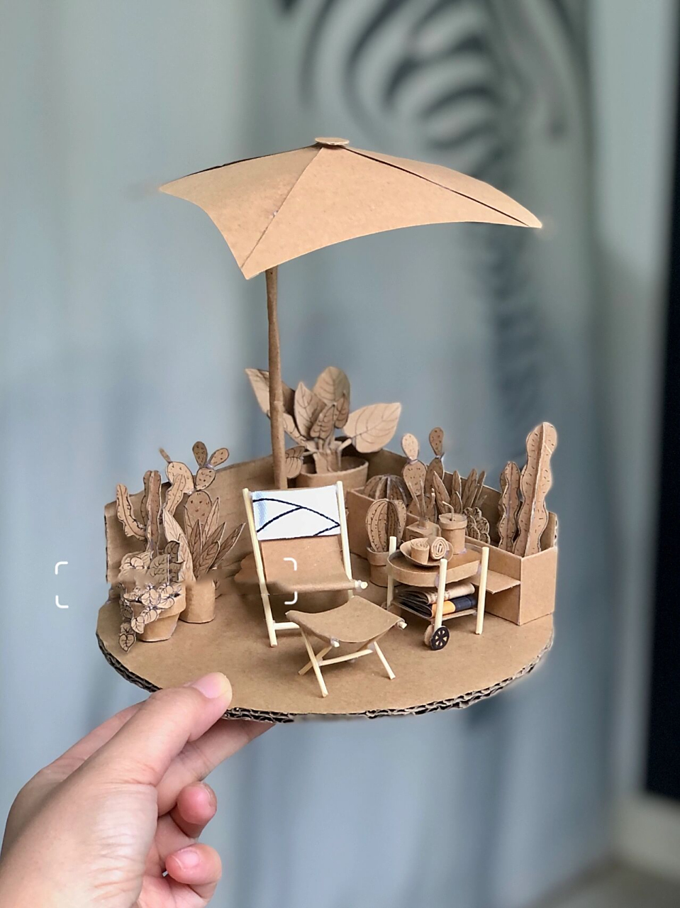 创意手工diy废纸箱制作小房子—露台 小房子的第六部分,露台做好了!6