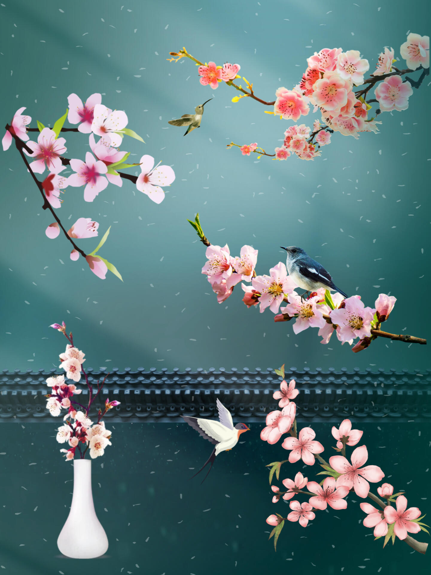 93桃花素材|9429组古风桃花枝元素