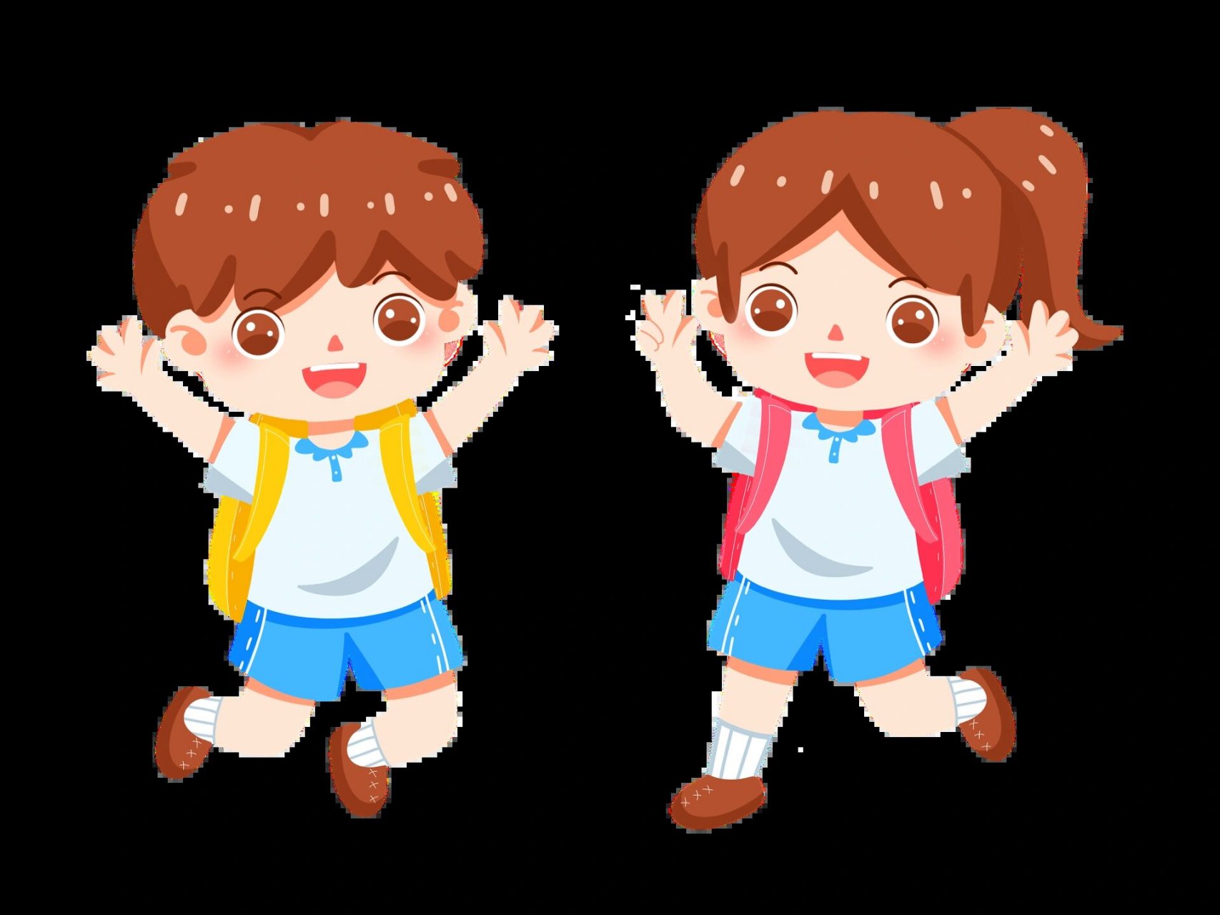 学生卡通人物素材【免抠】99 99今日分享 93彩色卡通手绘人物