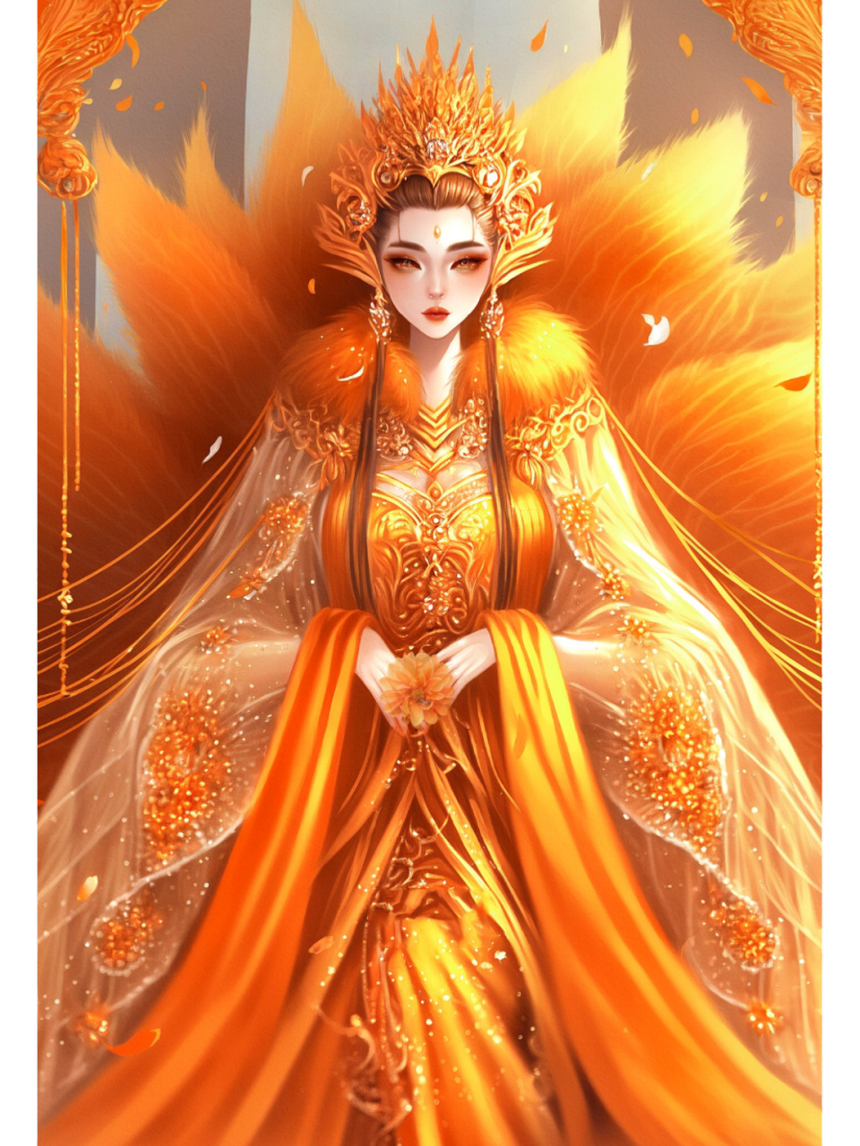 【ai绘画】78狐仙之七尾隐狐 黄色的九尾狐,亦称七尾隐狐,狐仙级别