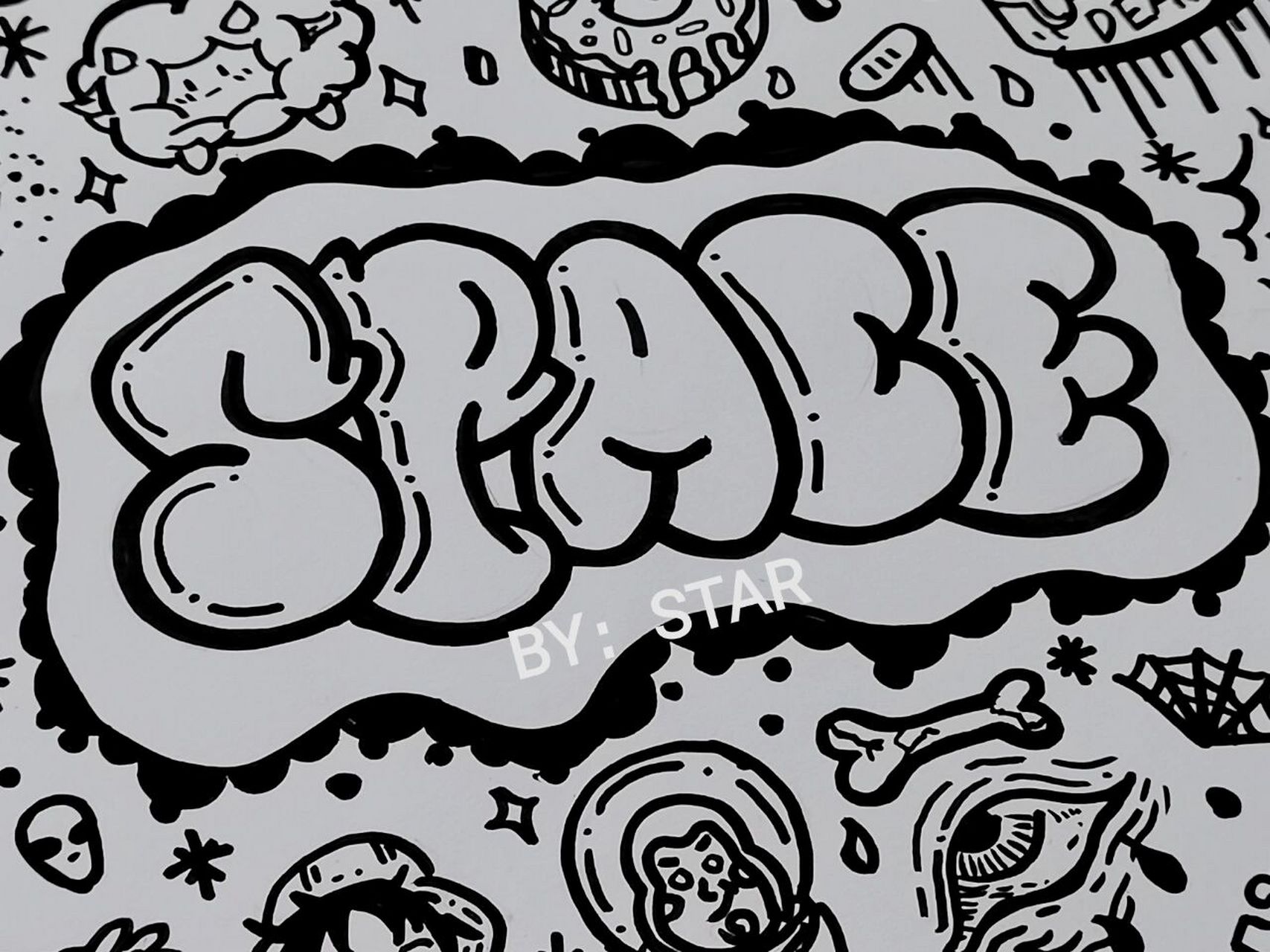 涂鸦分享 黑白 字母 手绘 感谢喜欢