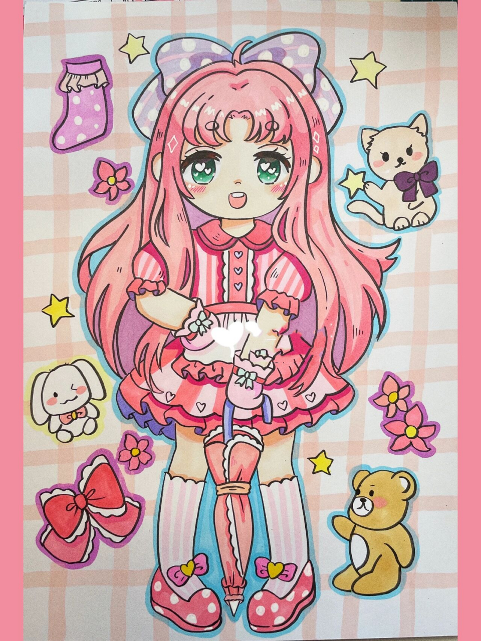 q版人物女生/马克笔手绘/儿童画/动漫人物 @         临摹自版绘转