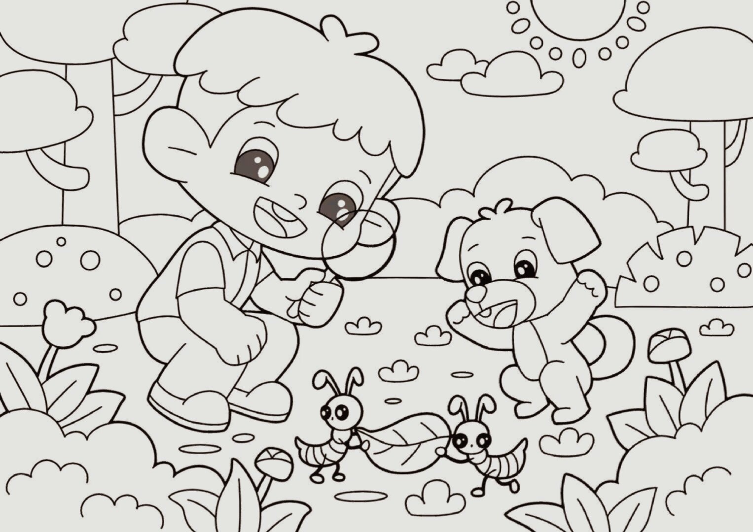 儿童主题画《观察小蚂蚁》