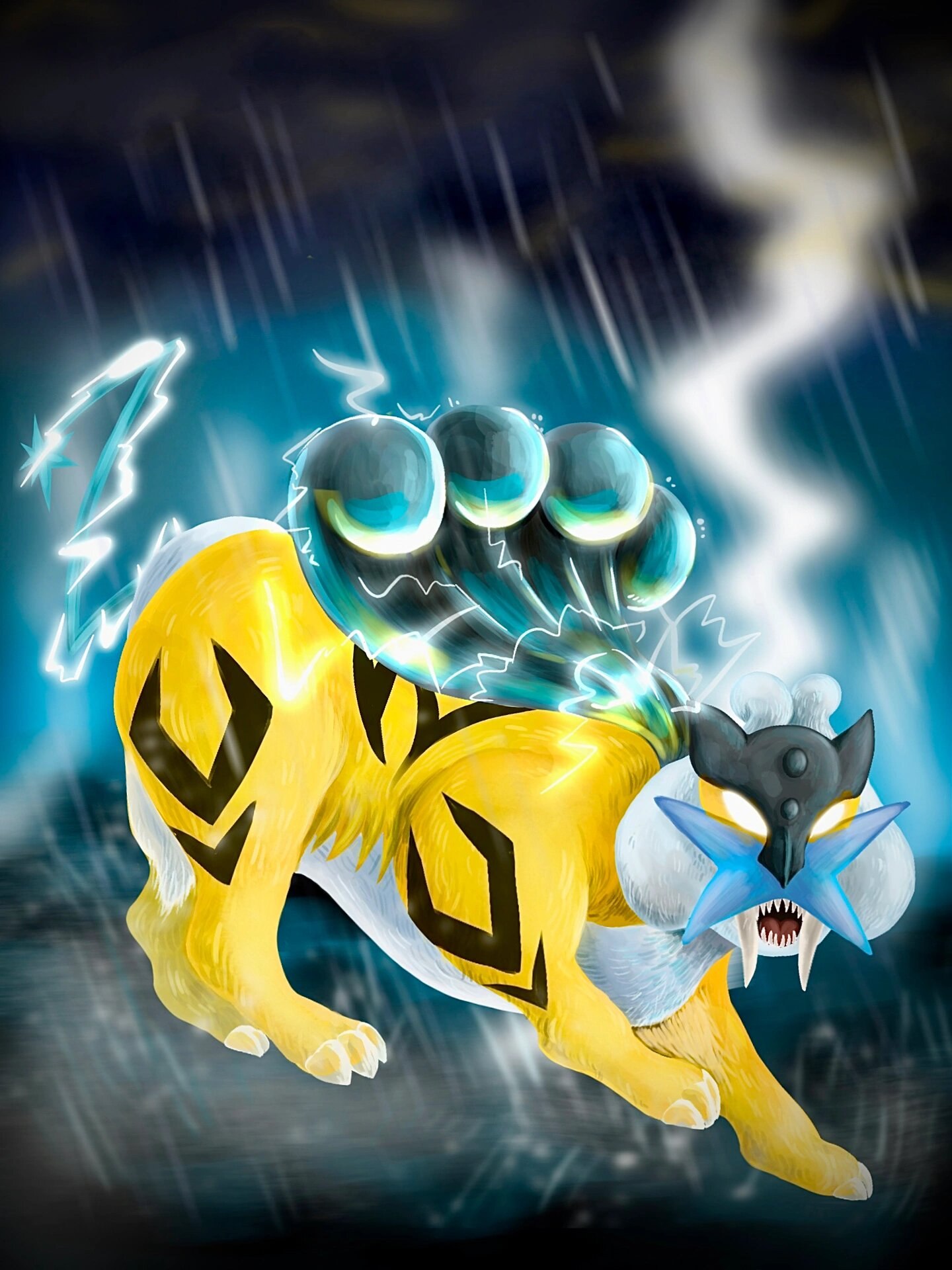 宝可梦绘画 雷公