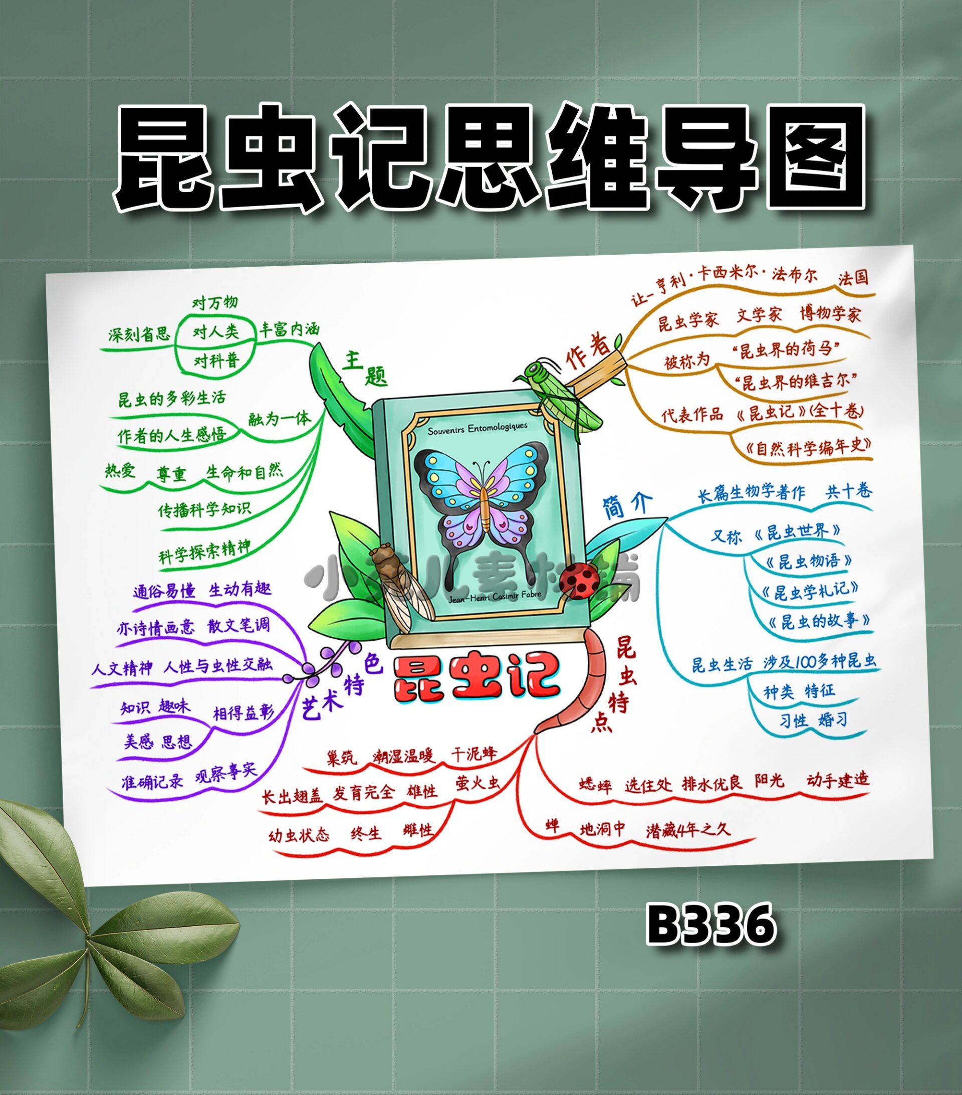 b336《昆虫记》思维导图读书阅读手抄报