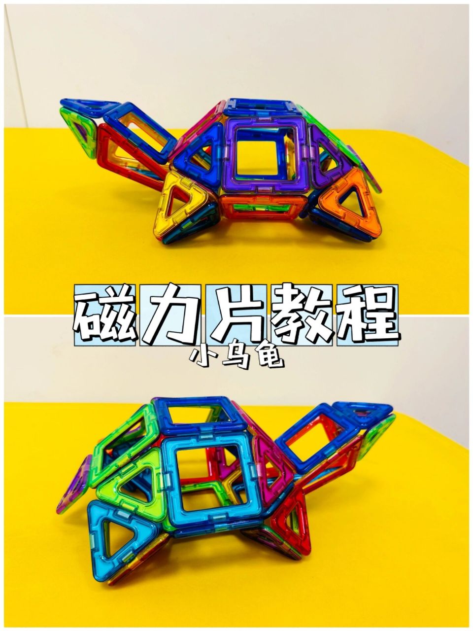 乌龟98磁力片怎么搭|超详细教程 主题:海洋 搭建:乌龟 准备形状