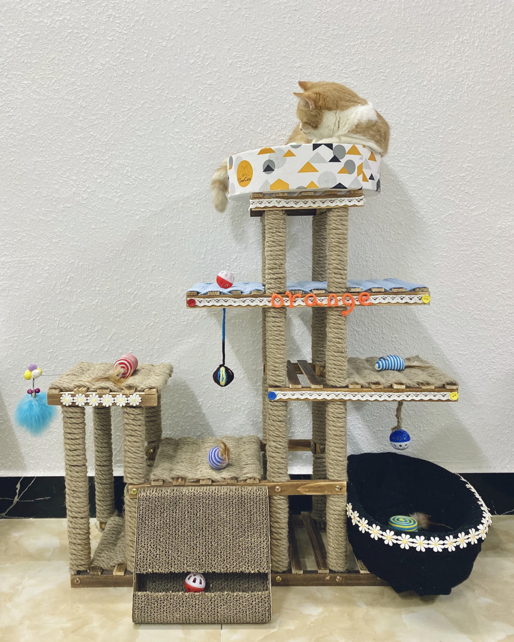 60元自制猫爬架 被种草了自制猫爬架,花架火了都涨价了 材料:麻绳8mm