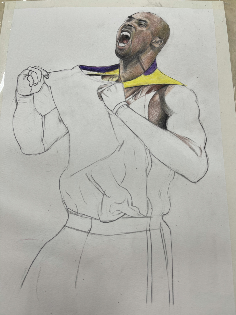 彩铅手绘科比全过程 打算出个nba系列 永远的24号 黑曼巴科比