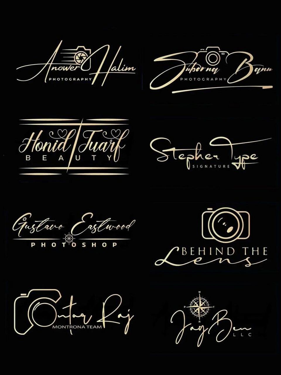 摄影工作室手写英文照相机元素水印logo设计 #手写# #摄影# #摄影水印