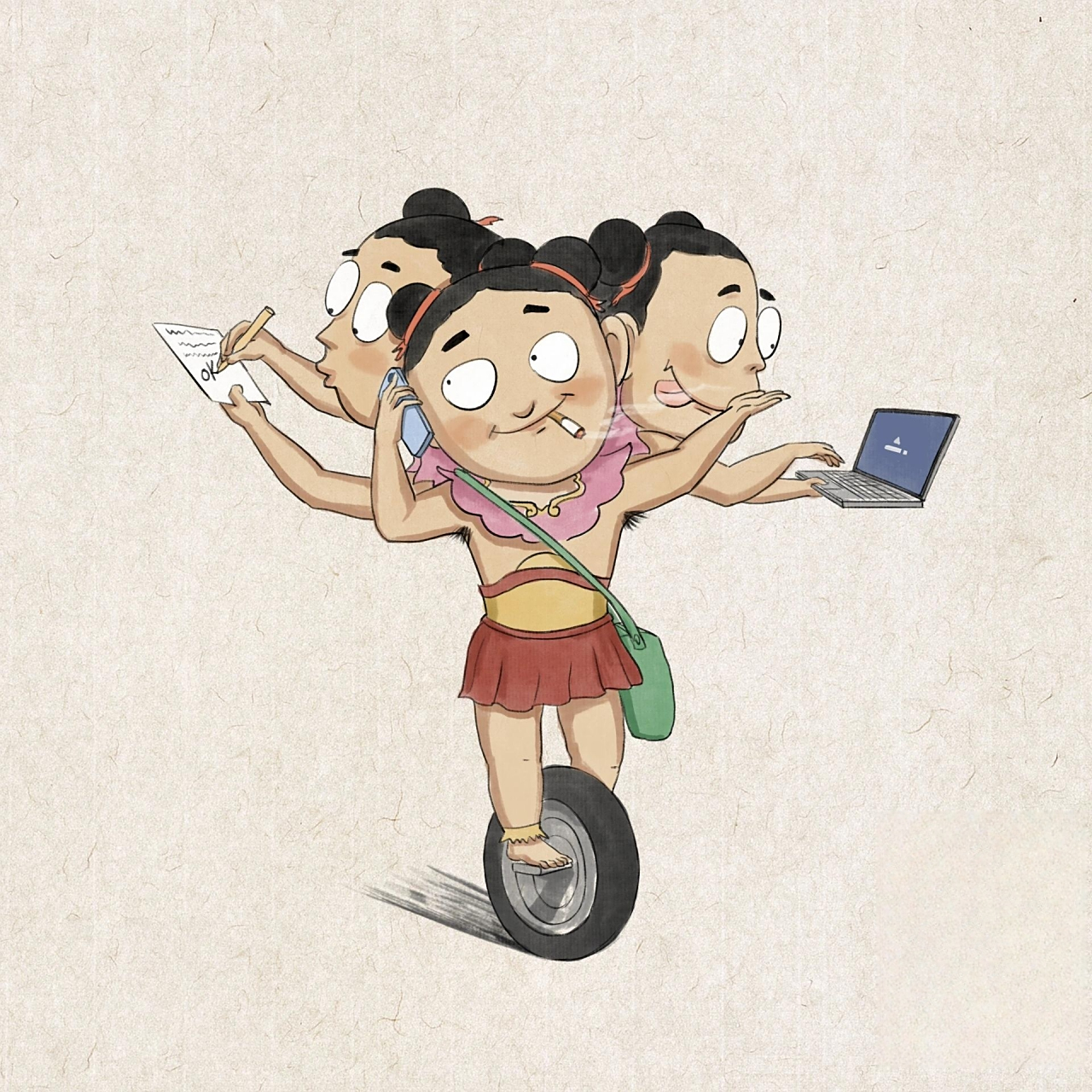 打工人的三头六臂     哪吒很忙