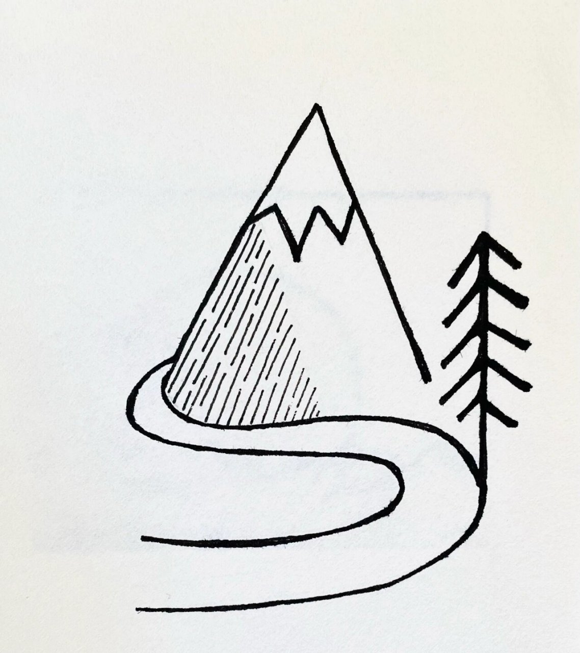 山水黑白简笔画～ 只需要一支黑笔就可以完成啦!