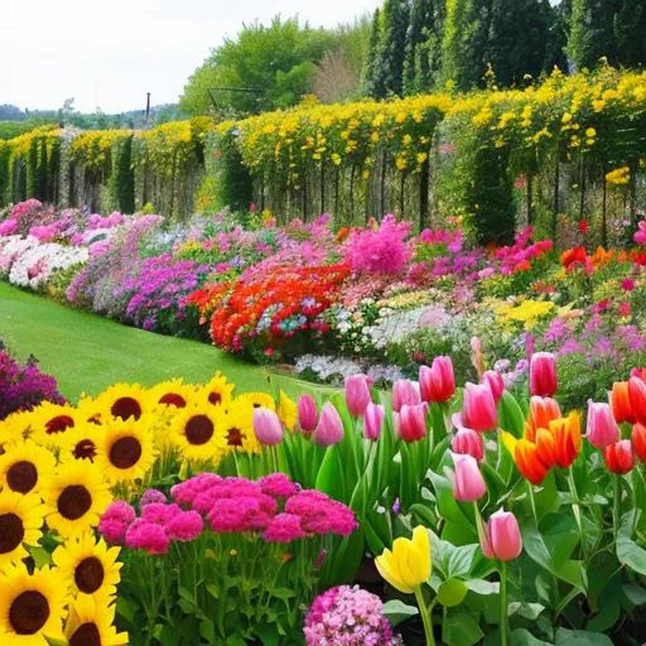 从前,有一个漂亮的花园,里面生长着各种各样的花.