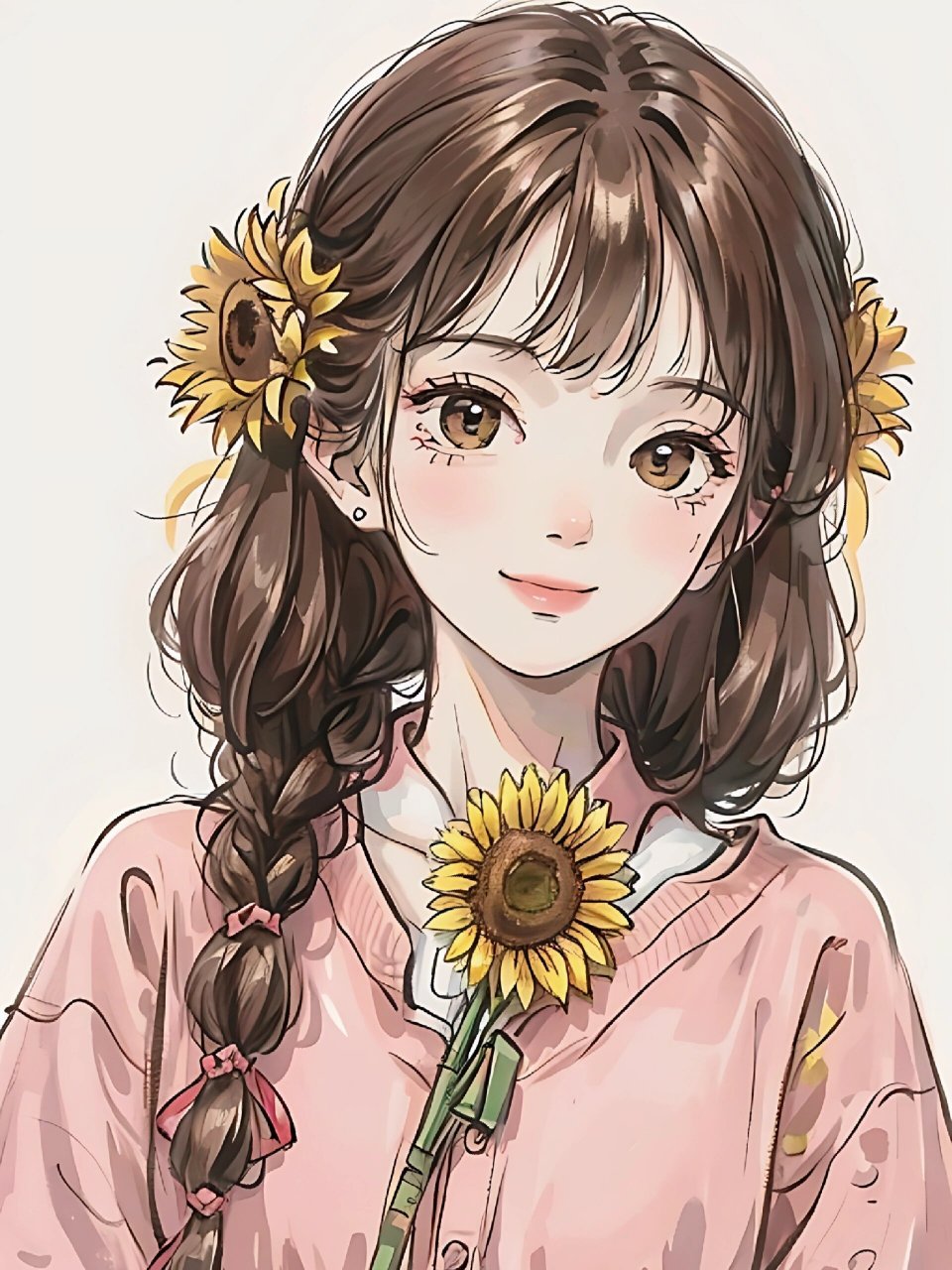 向日葵辫子女孩头像 #新头像的魅力##十一旅行日记##暖春樱花季# #双