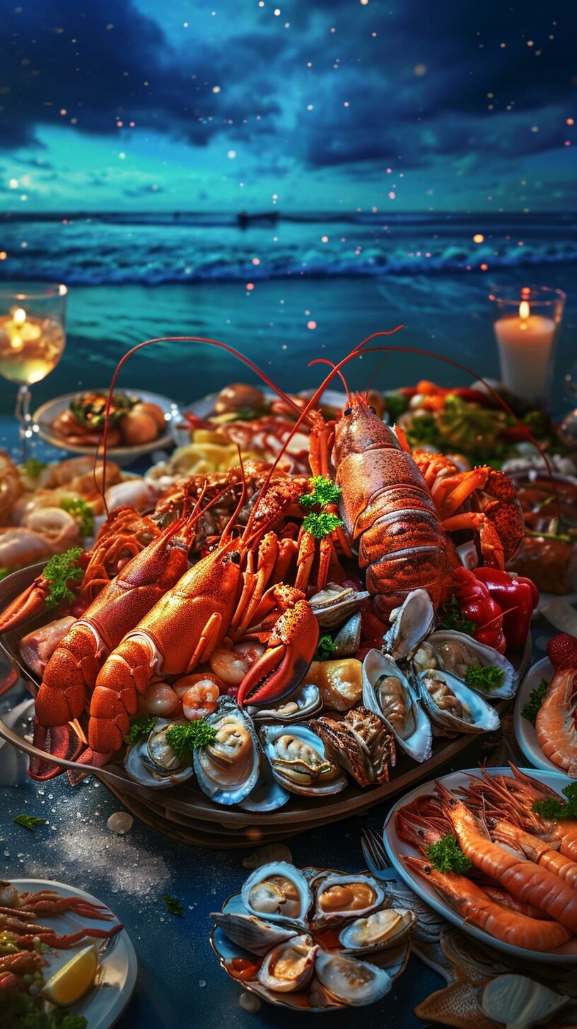 海鲜大餐壁纸 midjourney画海鲜大餐手机壁纸