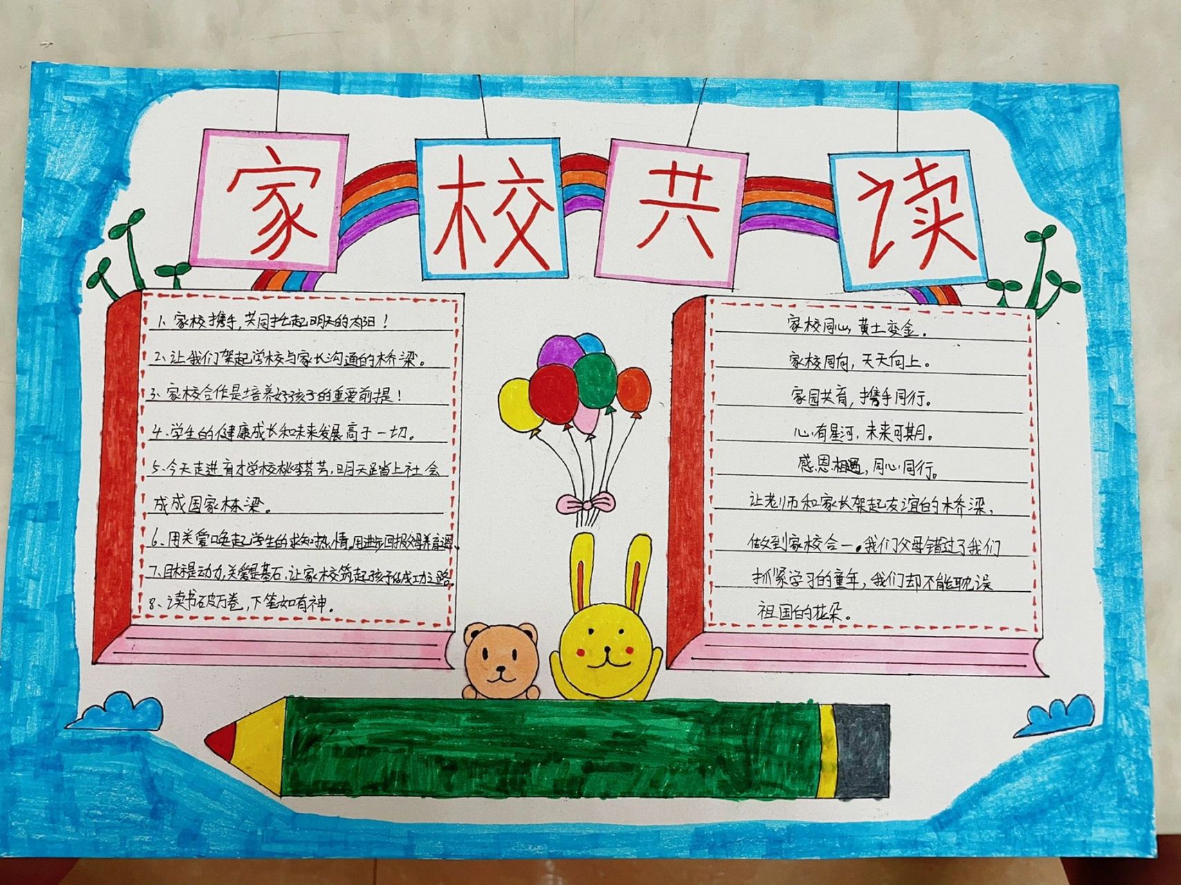 家校共育,共创未来,家校共读手抄报来咯!