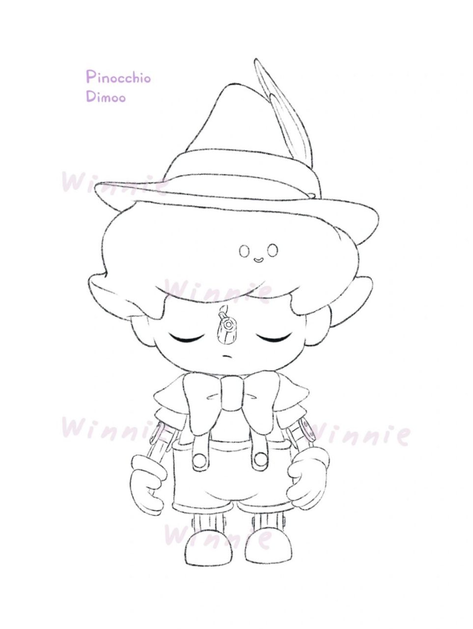 【手绘彩铅盲盒】dimoo匹诺曹/附线稿 今天录完了彩铅