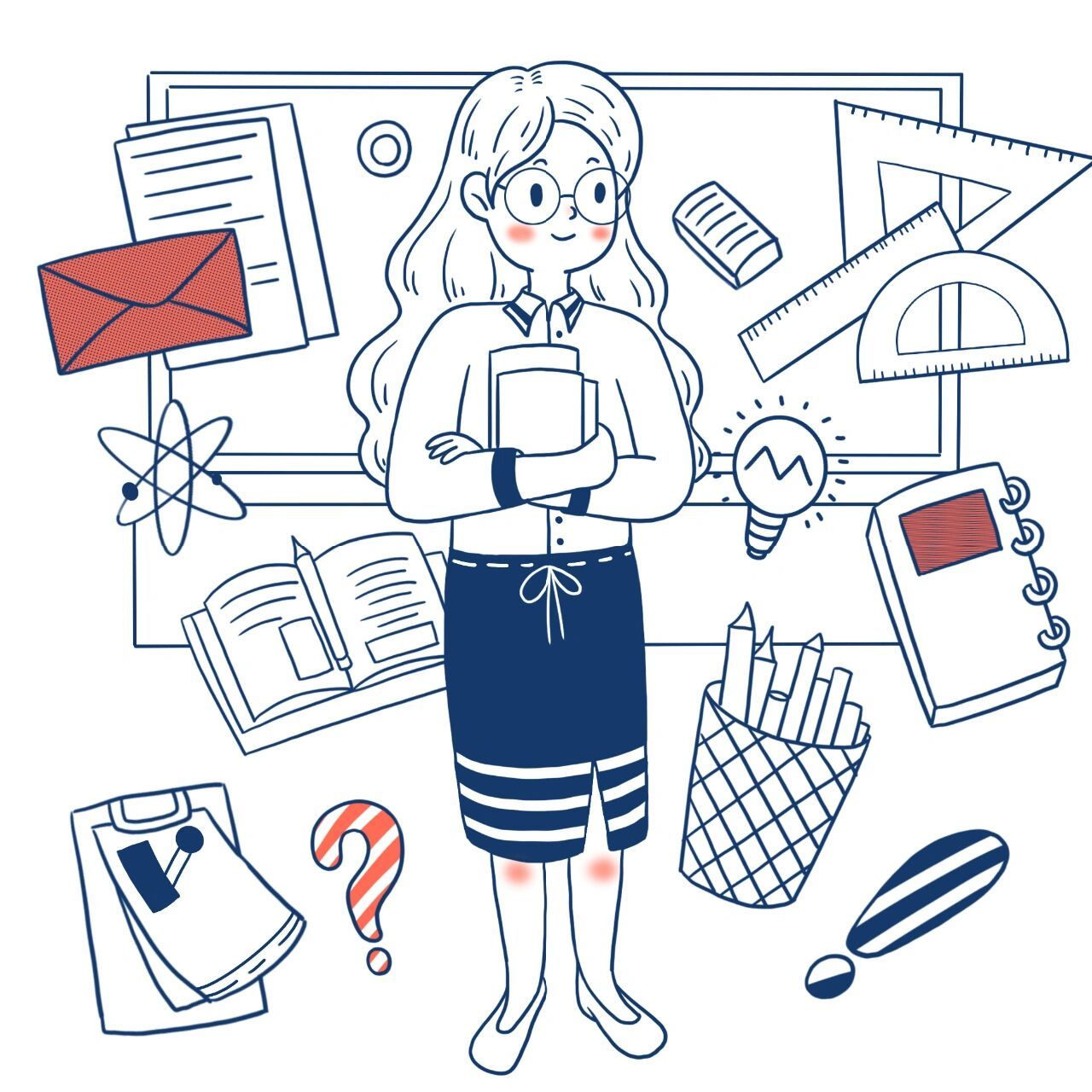 教师人物卡通手绘简笔画 过几天就是教师节啦,相信很多学校要出关于